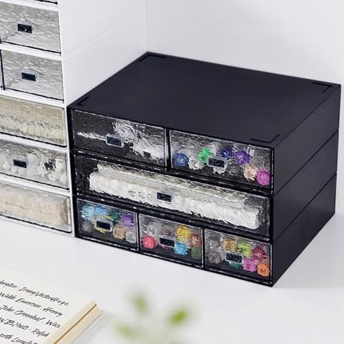 Desktop drawers, stackable plastic drawers, stationery and office supplies (Black, 2 Compartment) - color: Black, size: 2drawers