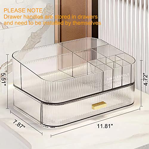 MIUOPUR Makeup Organizer with Stackable Drawers, Bathroom Vanity Organizers and Storage, Ideal for Desk and Dresser Countertops, Great for Cosmetics, skincare, Lipsticks, Nail Care -Clear - color: Clear, size: Tray and Drawer