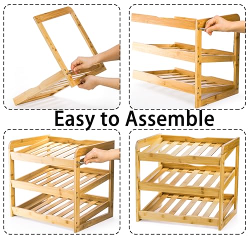 TOPZEA Soda Can Rack Organizer for Pantry, 3 Tier Bamboo Stackable Can Goods Storage Dispenser Shelf Canned Food Holder Stand for Kitchen Coutertop, Cabinet, Hold up to 36 Cans