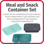 GoodCook Meal & Snack Prep Container Set, Includes Embossed Measurements & Color Coordinated Lids, Made Without BPA, 60-Piece Set