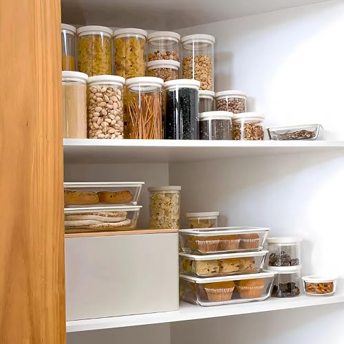 Urban Green Glass Food Container Set with Glass Lid, Large Meal Prep Container Set, Airtight Food Storage Containers with Air Vent Lid, 2 Pack, Large, 87oz, LeakProof, 100% Plastic Free, White color, - color: White Sand - 2P