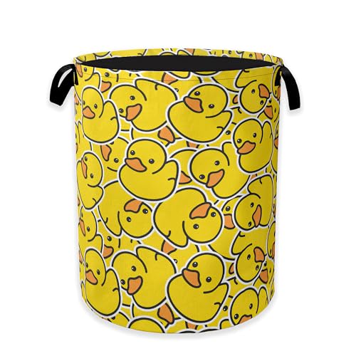Collapsible Laundry Basket,Yellow Ducks Dirty Clothes Hamper,Cute Cartoon Animal Hampers for Bedroom Waterproof Oxford Cloth Storage Organizer for Bathroom,Nursery,Dorm,16x20 Inch - color: Yellow Ducks