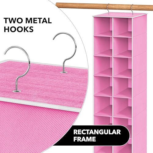Simple Houseware 20 Section Shelves Hanging Shoes Organizer Holder for Closet, Pink - color: Pink