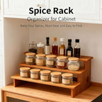 JinDoWin Cabinet Spice Organizer, Spice Organization for Cabinet, 3 Tier Spice Rack Organizer for Cabinet, Seasoning Organizer & Seasoning Rack, Kitchen Cabinet Organizer (1, Dark Bamboo)