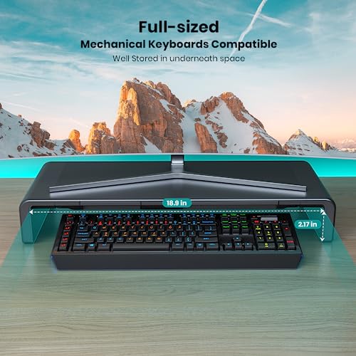Klearlook Computer Monitor Stand for Desk, Adjustable Foldable Monitor Riser with Storage Drawer & Tablet Phone Holder for Office, Home, Laptop, Desktop (Black) - color: Black