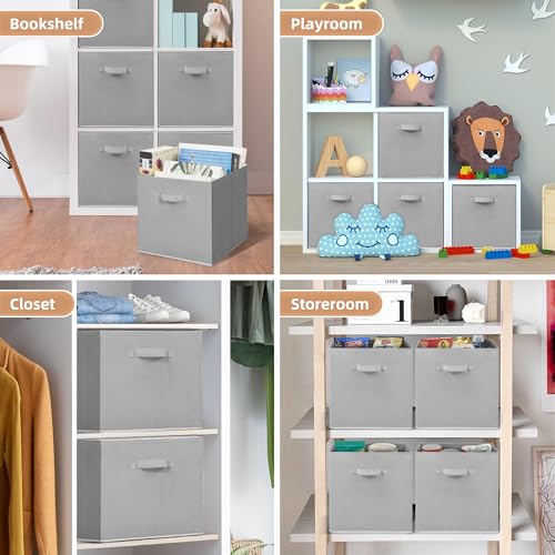 STORAGE MANIAC Storage Cubes, 13 Inch Collapsible Storage Bins with Handles, 8 Pack Fabric Foldable Bins for Organization, Durable Storage Bins for Closet, Shelves, Offices, Toys, 8-Pack Grey - color: Grey-8 Pack, size: 13 INCH