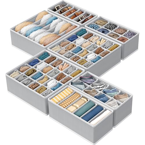 Simple Houseware Closet Underwear Organizer Drawer Divider Assorted 7 Pieces, Gray - color: Gray, size: 7 Pack