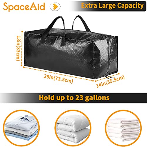 SpaceAid Heavy Duty Moving Bags 8 Pack, Large Storage Totes Bins with Backpack Straps, Strong Handles & Zippers, Packing Moving Boxes Supplies, College Dorm Room Essentials, Black - color: Black, size: 8 Pack