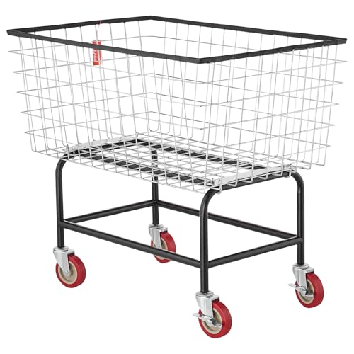 VEVOR Wire Laundry Cart, 3.8Bushel Wire Laundry Basket with Wheels, 32.5''x21.3''x29.9'', Commercial Laundry Basket, Steel Frame with Chrome Finish, 4'' Casters, Wire Cart for Laundry - size: 3.8 Bushel--32.5''x21.3''x29.9''