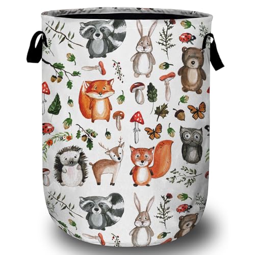 Cute Woodland Animal Laundry Basket, Laundry Hamper Collapsible Oxford Cloth with Handle Clothes Toy Storage Bin for Bathroom Laundry Room Bedroom 15.7 X 20 Inch - color: Cute Woodland Animal