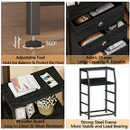Furnulem Black Night Stand, Small Dresser for Bedroom, Nightstand with 3 Fabric Storage Drawers and 2-Tier Shelf, End Table Side Furniture for Closet, Hallway, Nursery, Sturdy Steel Frame, Wood Top - color: Black Oak, style: 3 Drawers