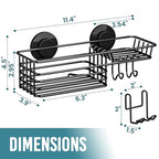 TAILI Shower Caddy Suction Cup with Hooks and Soap holder, Heavy Duty Bathroom Shower Organizer, No Drilling Bathroom Holder with Large Capacity, Metal Black Storage Basket - style: 1×Black