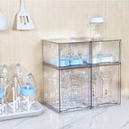 Vtopmart 7.6" H Clear Stackable Storage Drawers, 2 Pack Plastic Organizers Bins for Skincare, Cosmetics,Beauty Supplies,Ideal for Vanity, Bathroom,Kitchen Countertop,Cabinet Organization - style: 2pack High