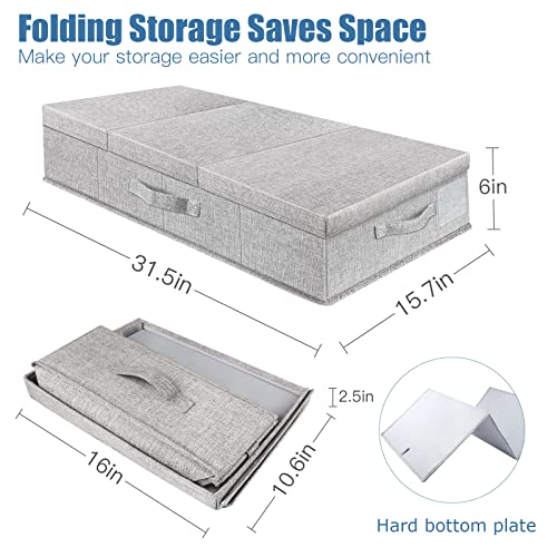 Supowin Underbed Storage Containers Bin with Lids, Large Under Bed Storage Organizer Box with Handle, Foldable Under the Storage Bags for Organizing Clothes, Shoes, Blankets, Pillows - color: A-Grey