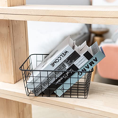 JUNCHU CHERRY Wire Kitchen Storage Basket 2 Packs,Perfect Pantry Organization Accessories Basket,Laundry,Countertop Organization,Suitable for Kitchen,Bathroom,Bedroom,Tabletop,Stackable,Black - color: Black-2