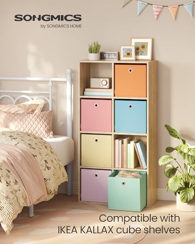 SONGMICS Storage Cubes, Set of 6 Odorless Foldable Storage Boxes, 11.8 x 11.8 x 11.8 Inches, Closet Organizers for Shelf, Rainbow Storage Bins, Colorful Fabric Bins for Bedroom, Living Room URFB230X01 - color: Multi-color 1, size: M (11.8"L x 11.8"W x 11.