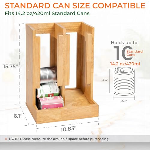 HOMESTEAD Wooden Can Organizer for Pantry, Solid Wood Canned Food Rack, Holds Standard 14.2 oz Cans, Space-Saving Kitchen Storage for Cabinets & Countertops, Natural - color: Natural