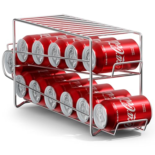 Sorbus Soda Can Rack Beverage Dispenser (1 Pack, Silver) – Holds 12 Standard 12oz Cans – Soda Can Organizer for Refrigerator, Pantry, or Countertop - color: Silver, size: 1 Pack