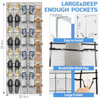 2 Pcs 80 Large over the Door Shoe Organizer Hanging Shoe Rack for Closet Holder Pure White Mesh Pockets Behind Door Hanger Nonslip, Each with 40 Pockets