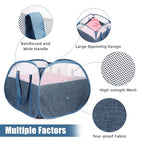 Collapsible Laundry Baskets, Tear Proof Pop Up Laundry Hamper with Large Capacity, Sturdy Foldable Laundry Basket, Easy to Carry Laundry Hamper for Home, Laundry Room, Bedroom, Dorm, Travel Blue - style: Square Blue