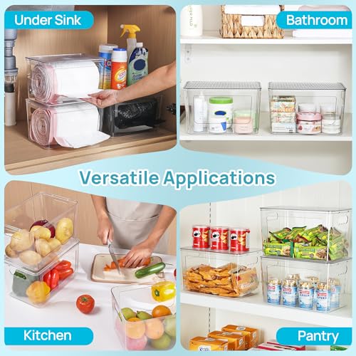 Vtopmart 2 Pack Trash Bag Holder, Stackable Garbage Bag Dispenser for 13/30/33 Gallon Bags, Clear Organizer Bins for Under Kitchen Sink, Laundry Room Organization and Storage - size: 2 Pack
