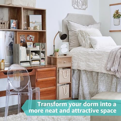 NUTIKAS Desk Shelves Desktop Organizer Shlef - Grey Office Organization for Top of Desk Organizers and Accessories Corner Bookshelf Table Top Shelving Small Hutch Decorations for Office - color: Grey