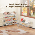 SUFAUY 2-Tier 33" Wide Shoe Rack, Closet Metal Wire, Stackable, Gray - color: Grey, size: 2 Tier