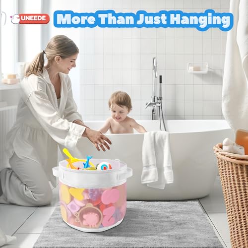 UNEEDE Bath Toy Organizer,4.15 Gallons Bathtub Toy Storage Organizer,Quick Access Bath Toy Holder For Bathtub,Baby Organizer And Storage,Quick Dry Baby Bath Toy Storage For Tub,Mesh Shower Caddy(Pink) - style: Pink