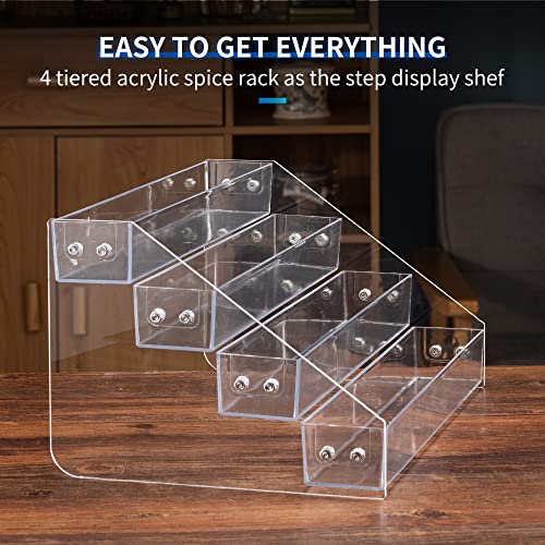 Acrylic Spice Rack, Tiered Spice Rack Shelf Seasoning Organizer for Countertop, Cabinet, Pantry, Kitchen Storage - 4 Tier - color: 1PCS, size: 4Tier