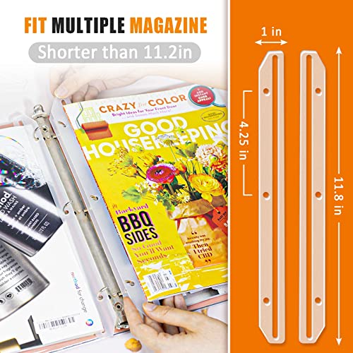 40Pcs 3 Hole Punched Magazine Holders, Magazine Organizer, 3 Ring Binder Insert Strips, Translucent White