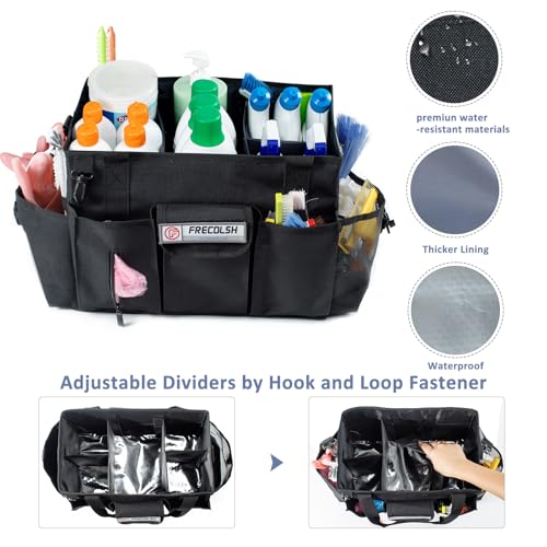 Large Cleaning Caddy for Cleaning Suppliers Organizer,15" Storage Organizer for House Clean Essential, Wearable Cleaing Bag, Storage Caddy for Housekeeping - color: Black, size: Large