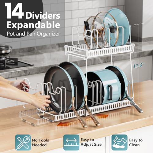 3-Pack Pots and Pans Organizer for Under Cabinet, Bright White - color: Bright White