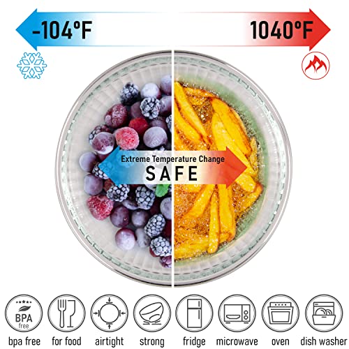 Set of 6 Stackable Space-Saving Nesting Glass Bowls with BPA Free Lids for Foodprep, Storage, Baking, Mixing & Cooking, Microwave Safe - Durable Inert Borosilicate Glass - color: 6 Mixing Bowls with PP Lids