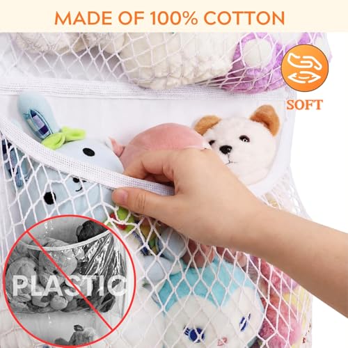 Ofiray-home Over The Door Stuffed Animal Storage, Cotton Toy Organizer for Storage Plush Toys, Stuffed Animal Holder with 4 Large Pockets, Hanging Door Organizer for Nursery, Bedroom (White) - color: White, size: Normal