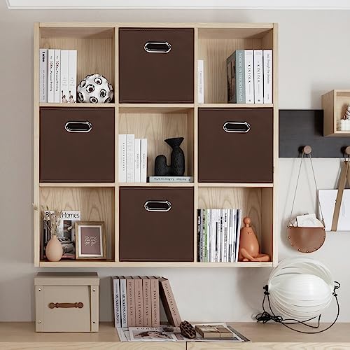 Black Foldable Storage Cubes Bins , Fabric Storage Box Cubes Organizer Baskets with Dual Handles for Home Organizer (Coffee) - color: Coffee, size: 1 Pack