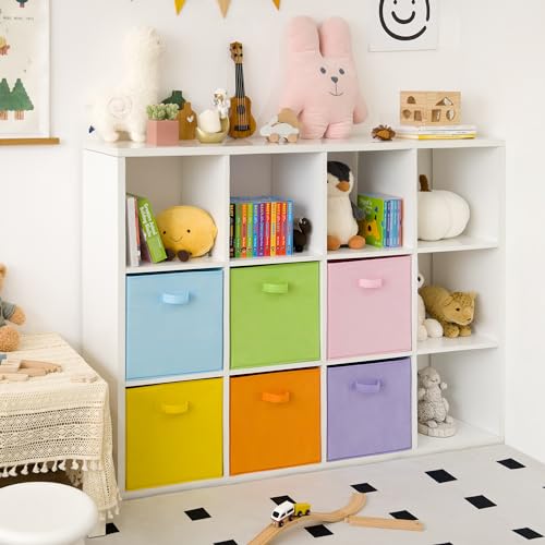 GRANNY SAYS 13 Inch Cube Storage Bins, Colorful Cube Storage Organizer, Fabric Storage Bins, Storage Cubes for Shelves, Closet, Toy Storage Bins for Kids Room, Play Room, Colour, 6-Pack - color: Pastel, size: 13 Inch-6 Pack