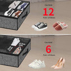 Onlyeasy Sturdy Under Bed Shoe Storage Organizer, Set of 2, Fit 12 to 24 Pairs, Underbed Shoes Closet Storage Solution with Clear Window, Breathable, L29.3 x W23.6 x H5.9, Linen-like Black, MXAUBSB2P - color: 2 Shoes (12+12 Cells) Linen-like Black