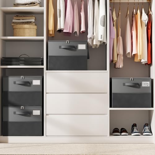 NestOrganix 2 Pack Shoe Organizer for Closet, Large Shoe Box Storage Containers, Foldable Shoe Storage Organizer Box Bin with Adjustable Dividers and Clear Cover, Space Saving Shoes Holder, Gray - color: Gray