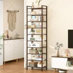 usikey 10 Tiers Narrow Shoe Rack 20-30 Pairs, Sturdy Metal Tall Shoe Rack Shelf with 4 Hooks, Slim Shoe Storage with Metal Shelf, Space Saving Vertical Shoe Organizer for Entryway Bronze UNYXJX018A - color: 10 Tier ( 17.9 X 11 X 69.2 Inches)-bronze