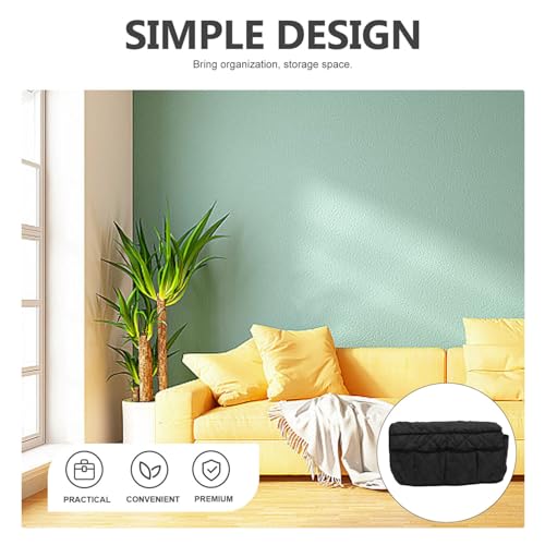 VOSAREA Recliner Armrest Organizer Storage Bag for Sofa Couch Side Pouch with Multiple Pockets for Remotes Magazines and More Convenient Design for Living Room Tidy up - color: Black