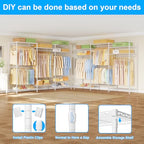 Ulif E13 Pro Heavy Duty Clothes Rack（With 4 Hanger Rods & 8 Shelves） Freestanding Clothing Racks for Hanging Clothes，Adjustable Closet，Metal Garment Rack 75" W x16 D x77 H，Max Load 1000LBS，White - color: White, size: E13 Pro
