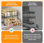 Spice Rack Organizer for Cabinet, 2 Tier Vertical Pull Out Spice Rack – Heavy Duty Metal Spice Organization for Cabinet, 60-Jar Capacity, Height Adjustable Cabinet Organizer, 13.58''Wx10.5''Dx9.5''H - size: 13.58"W X 10.5"D X 9.5"H - 2 Tier