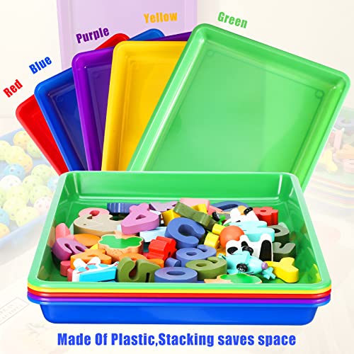 Maitys 15 Pcs Flat Plastic Trays 16.1 x 11.8'' Sensory Storage Tray Paper Stackable Classroom Bins for Office Home Organizer Arts and Crafts Supplies(Classic Color) - color: Classic Color