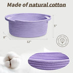 Pro Goleem Small Woven Basket with Gift Bags and Ribbons Durable Baskets for Gifts Empty Small Rope Basket for Storage 12"X 8" X 5" Baby Toy Basket with Handles, purple - color: Purple