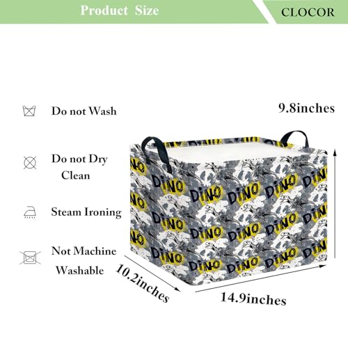 CLOCOR Rectangular Storage Basket,Collapsible Cute Pattern Storage Bin,Waterproof Books Box with Handles,Gift Basket(Grey Dinosaur) - color: Grey Dinosaur