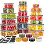 52 Pcs Food Storage Containers with Lids Airtight (26 Containers & 26 Lids) - Leakproof Meal-Prep Container for Kitchen Storage and Organization, Stackable Plastic Food Containers with Labels & Pen