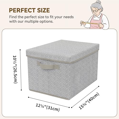 GRANNY SAYS Fabric Boxes with Lids, Storage Bins with Handles, Shelf Bins for Organizing, Extra Large Storage Boxes for Linens Clothes, Decorative Storage Containers, Gray, 3-Pack - color: Ash Gray, size: Large