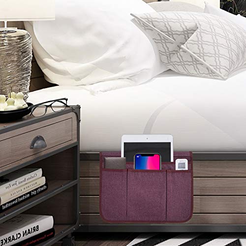 Bedside Caddy Bedside Storage Organizer Magazine Phone Tablet iPad Remote Holder, Organizer Caddy for Home College Dorm Bed, Sofa, Bunk Bed (Purple) - color: Purple