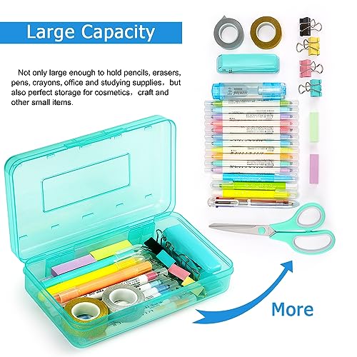 Tamaki 1 Pack Plastic Pencil Box Large Capacity Pencil Boxes Clear Boxes with Snap-tight Lid Stackable Design and Stylish Office Supplies Storage Organizer Box, Light Green - color: Light Green