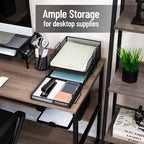 Mind Reader 2 Tier Paper Tray with Top Supply Compartment, Desktop File Organizer, Metal Mesh, Black - color: Black